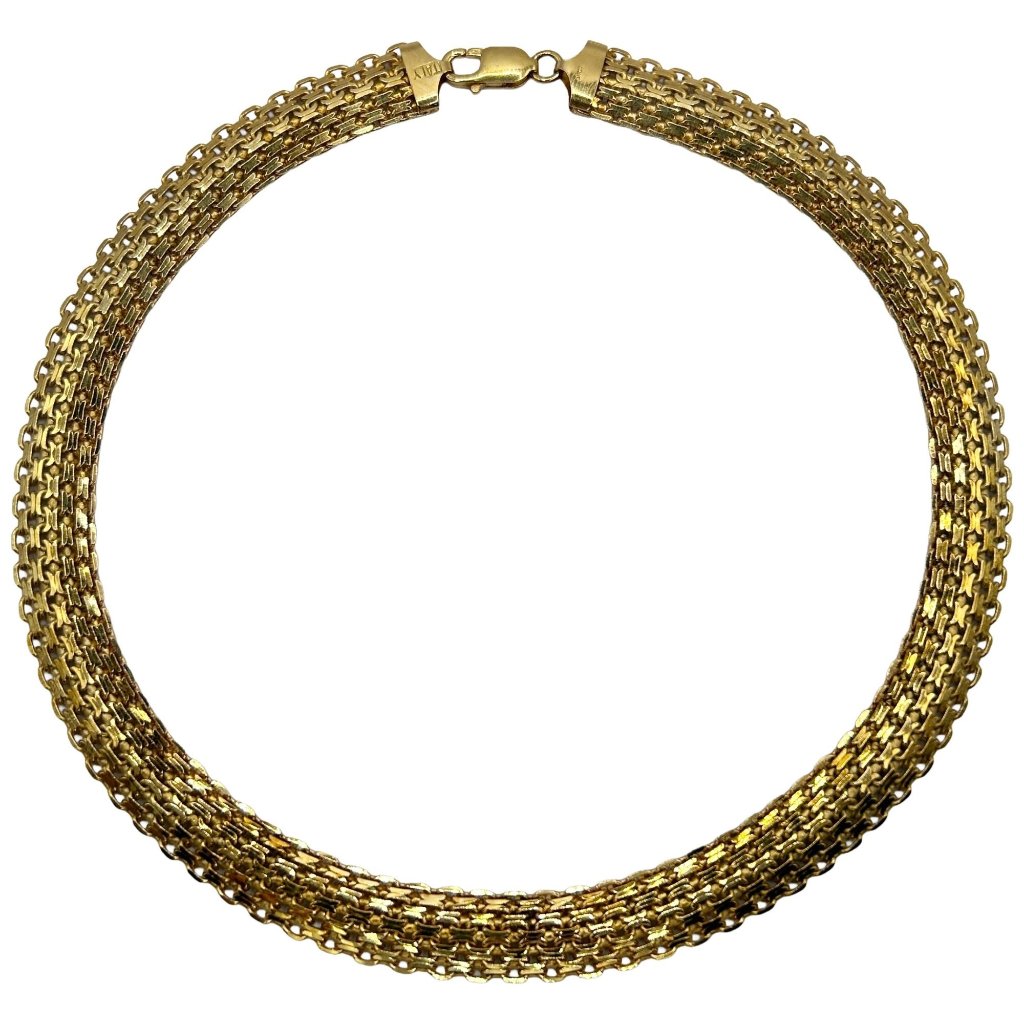 Lirm Gold Vermeil 925 Sterling Silver Puffy Mesh Necklace - 18" Chain Italy Jtv